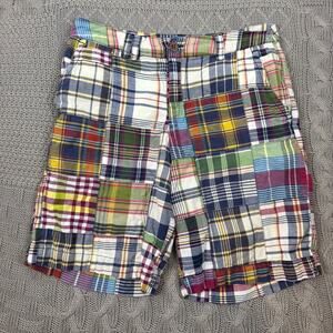Ralph Lauren Vintage 90s Madras Patchwork Multicolor Plaid Kids Shorts ~ 12